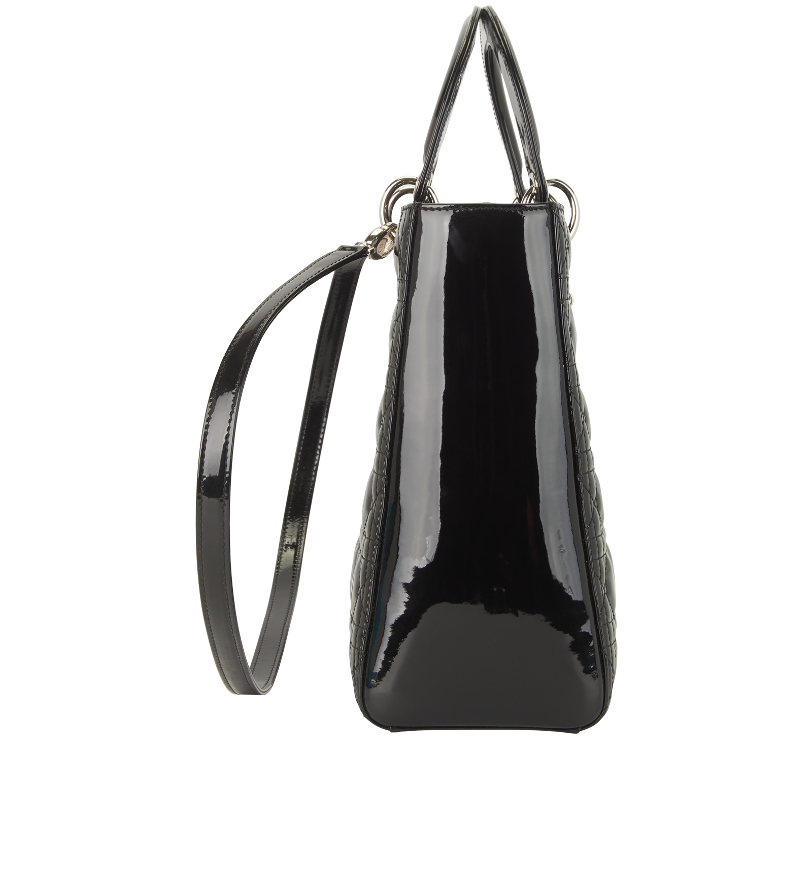 Large Lady Dior, &pound;2,100, Handbags, Black, Patent Leather, Side view